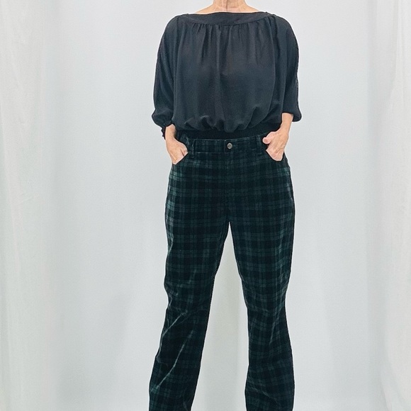 Talbots Pants - Talbots Holiday Preppy Old Money Tartan Plaid Velveteen Straight Leg Pants